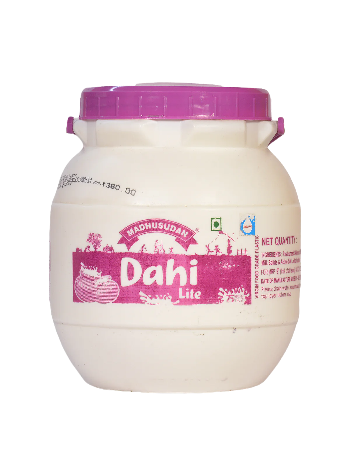 Madhusudan Dahi Lite 5 kg Jar Pack front