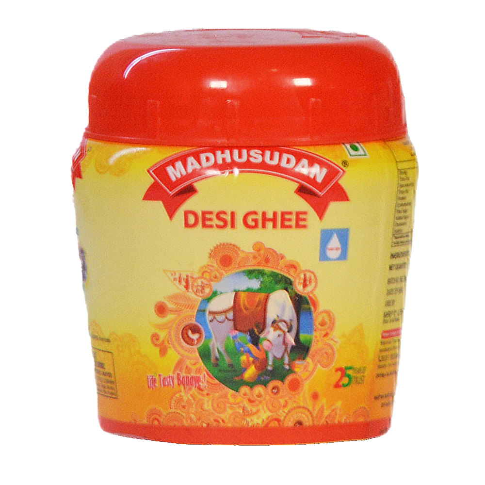 Madhusudan Desi Ghee 200 ml Jar Pack front